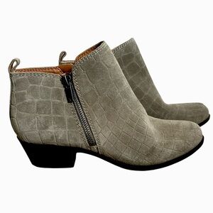Lucky Brand NEW Basel Out Zip Booties Croc-Pattern Ankle Booties, Women’s Sz 9